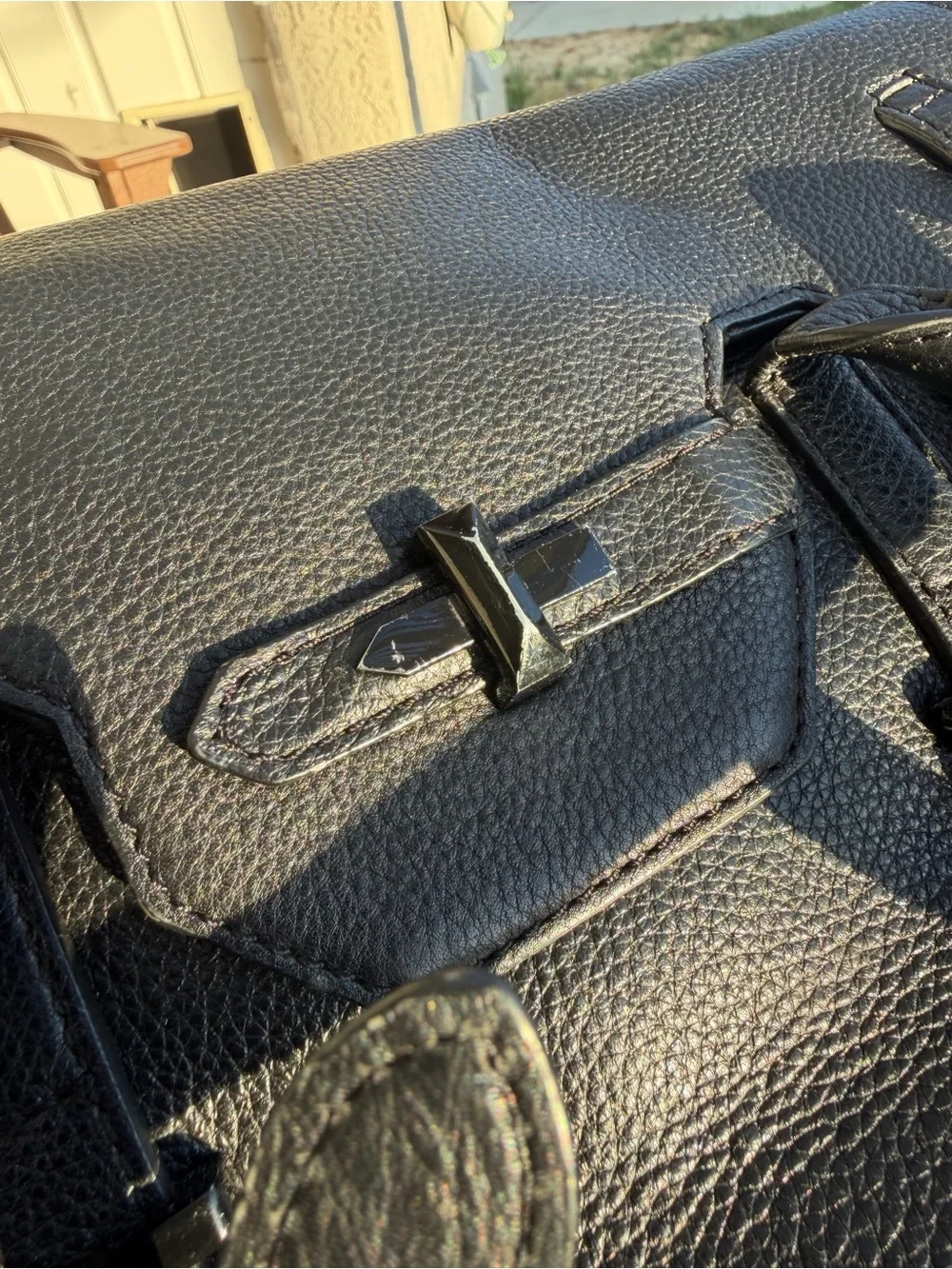 Rebecca Minkoff Black Pebbled Leather Satchel with Top Handles